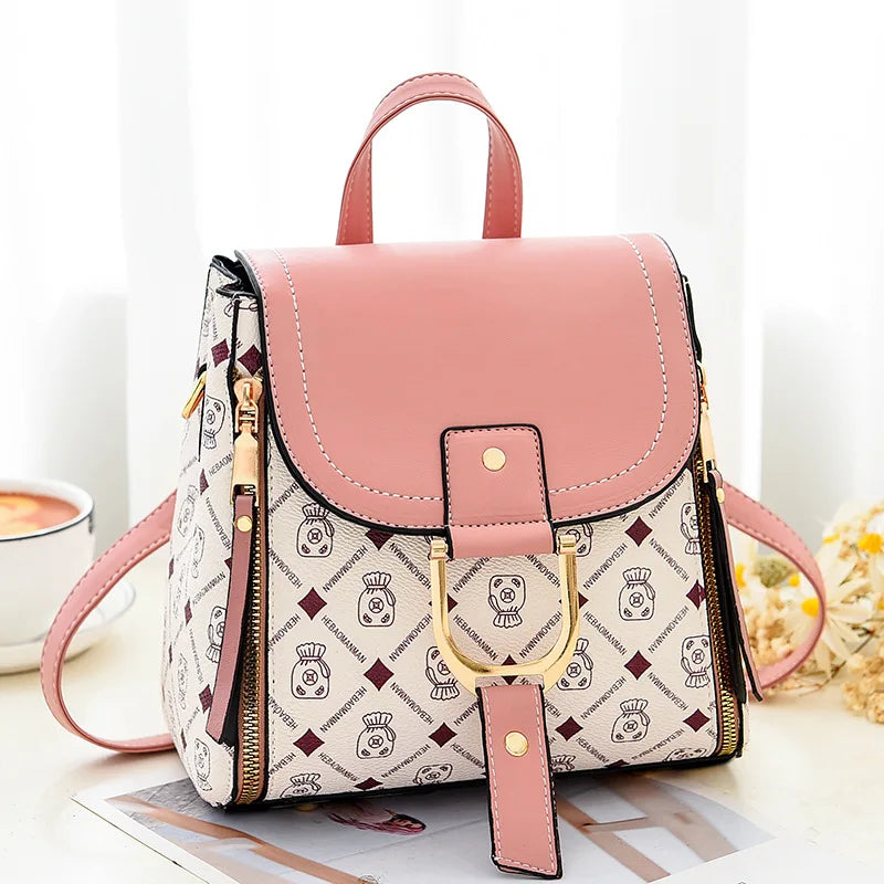 Small Backpack Women Casual PU Leather Bagpack Ladies