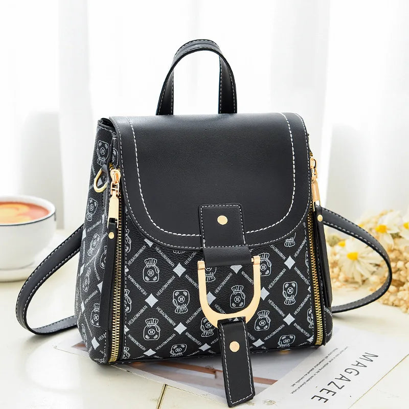 Small Backpack Women Casual PU Leather Bagpack Ladies