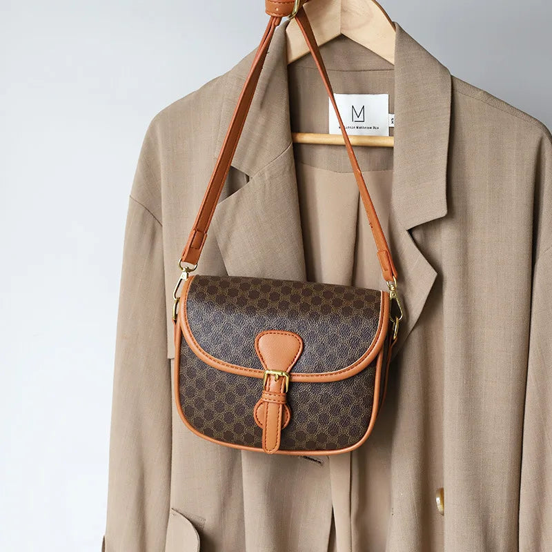Women's Half Round Saddle Crossbody Bag Retro Shoulder Satchel
