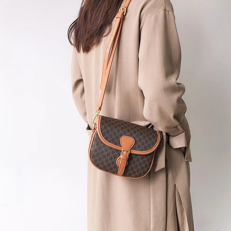 Women's Half Round Saddle Crossbody Bag Retro Shoulder Satchel