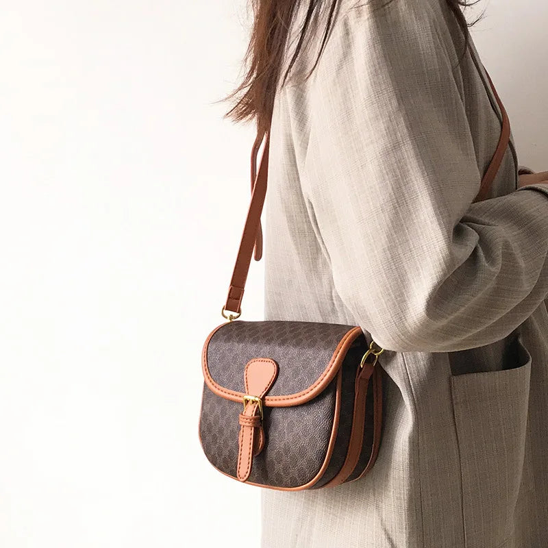 Women's Half Round Saddle Crossbody Bag Retro Shoulder Satchel