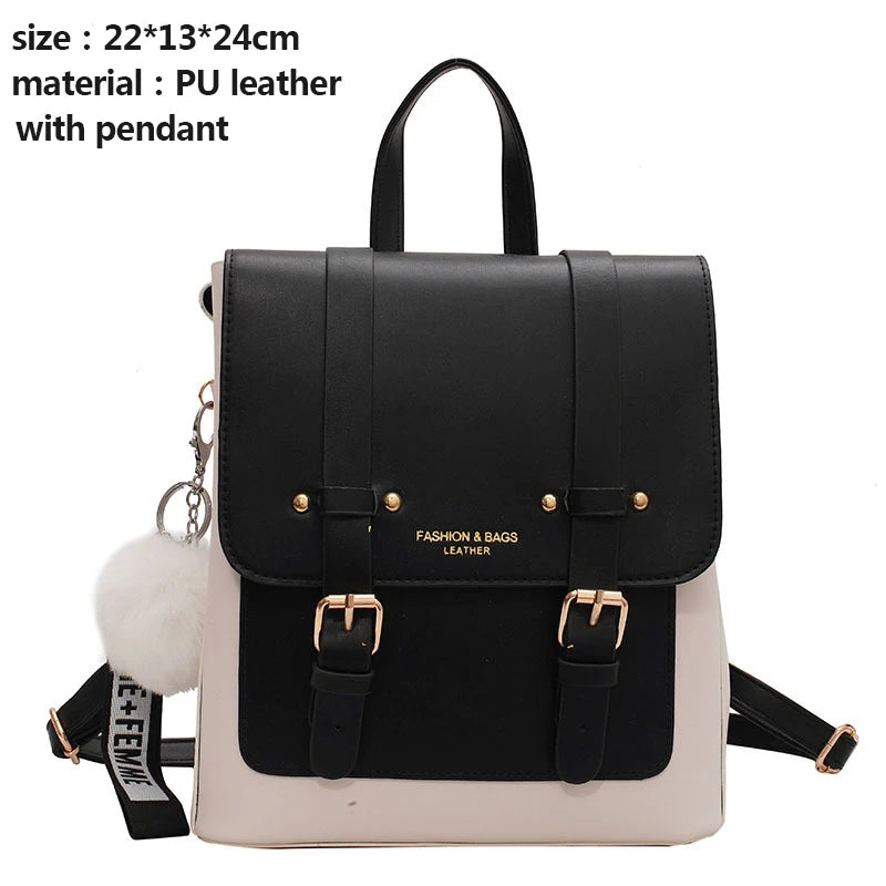 Women Leather Travel Backpack Sac A Dos Small School Bags for Teenage Girls