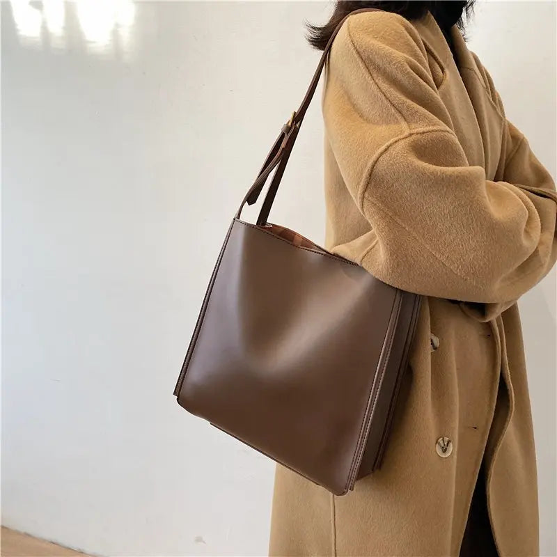 Women Tote Bag Shoulder Leather Handbag Totes Large Capacity Solid