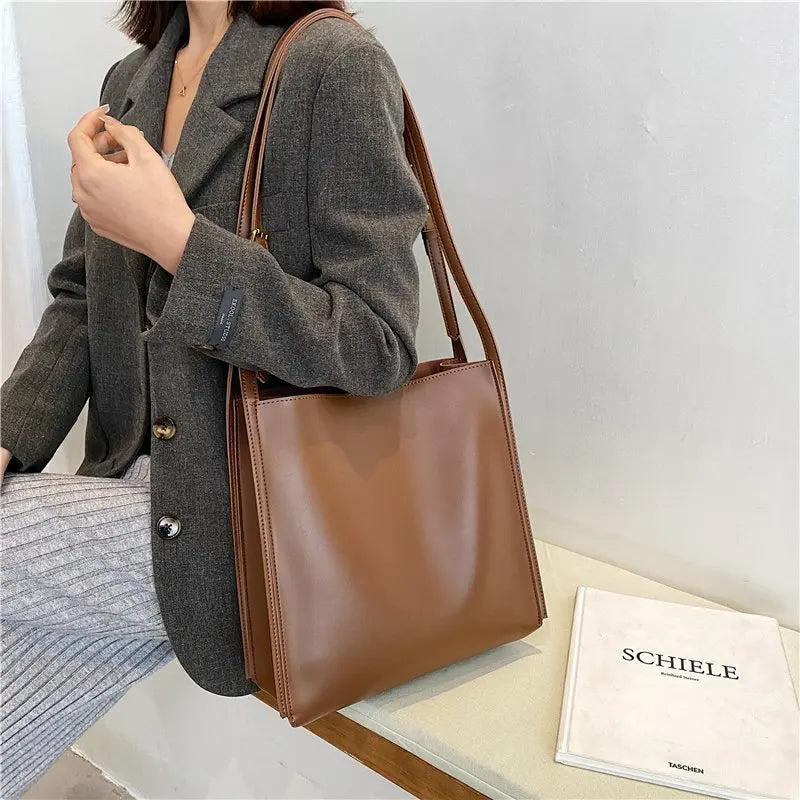Women Tote Bag Shoulder Leather Handbag Totes Large Capacity Solid