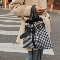 Woolen Women Bag Leather Shoulder Messenger Winter Clutch Bag