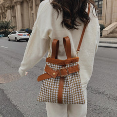 Woolen Women Bag Leather Shoulder Messenger Winter Clutch Bag