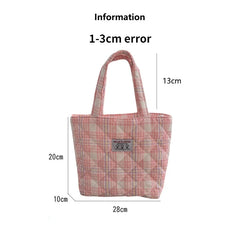 Quilted Check Women Clutch Handbag Retro Plaid Ladies Bento Shoulder Bag