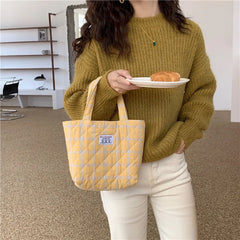 Quilted Check Women Clutch Handbag Retro Plaid Ladies Bento Shoulder Bag