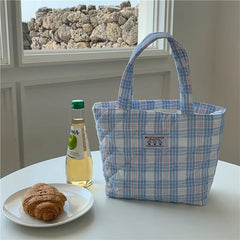 Quilted Check Women Clutch Handbag Retro Plaid Ladies Bento Shoulder Bag