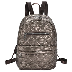 Quilted Cotton-Padded Backpack Nylon Rhombic Lattice Women's Bag