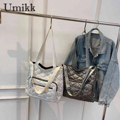 Quilted Cotton-Padded Crossbody Bag Waterproof Winter