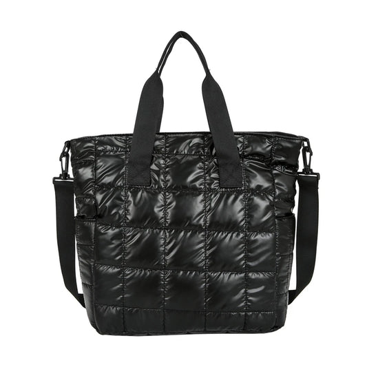 Quilted Crossbody Bag Solid Padded Satchel Retro Square Shoulder Bag