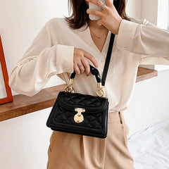Quilted Crossbody Bag Small Chain Handbag PU Leather Hand Bag with Handle