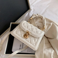 Quilted Crossbody Bag Small Chain Handbag PU Leather Hand Bag with Handle