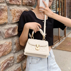 Quilted Crossbody Bag Small Chain Handbag PU Leather Hand Bag with Handle