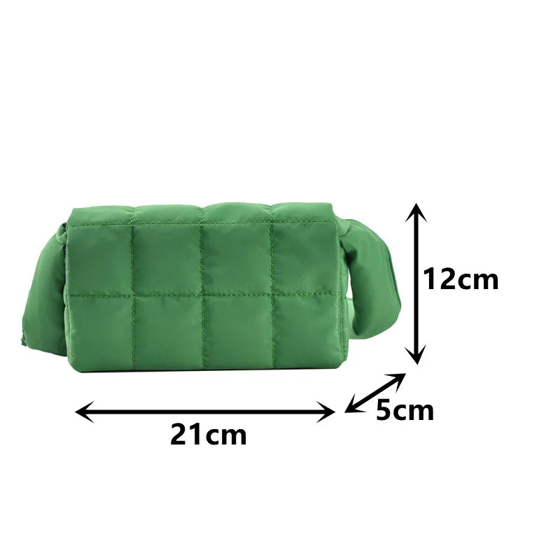 Quilted Green Shoulder Bag for Women Crossbody Bag Oxford Cloth Flap Messenger