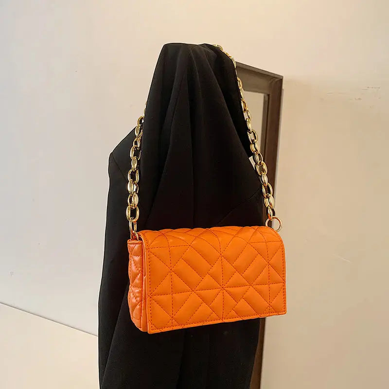Quilted Handbag Chain Shoulder Bag PU Leather Envelope