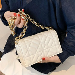 Quilted Handbag Chain Shoulder Bag PU Leather Envelope