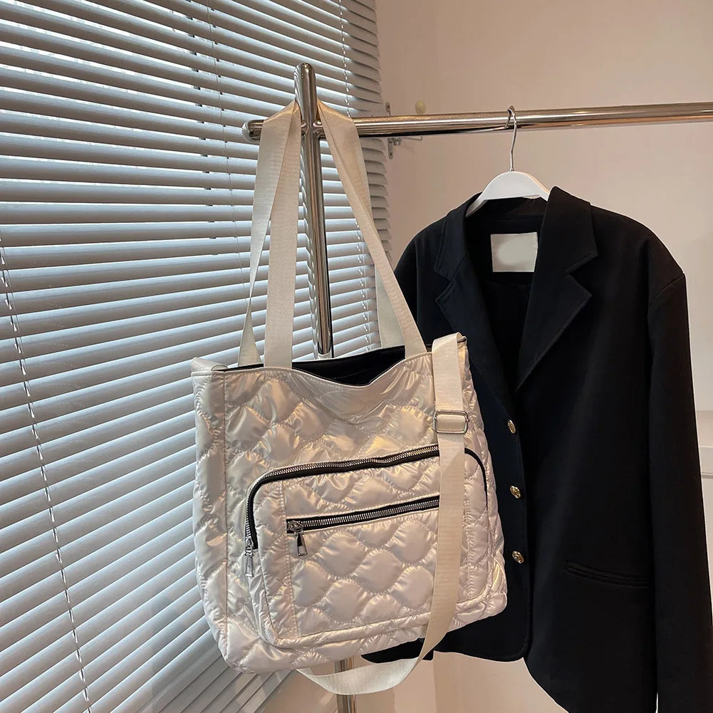 Quilted Ladies Crossbody Bag Nylon Waterproof Soft Warm Shoulder Bag