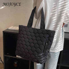 Quilted Ladies Shopper Bag Large Capacity Winter Casual Hand Bags Cotton-Padded