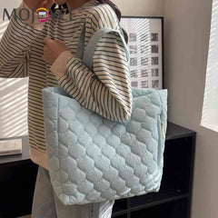 Quilted Ladies Shopper Bag Large Capacity Winter Casual Hand Bags