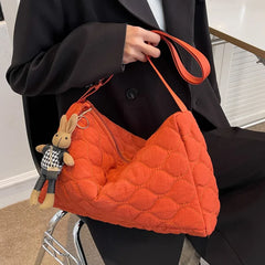Quilted Large Shoulder Bag for Women Crossbody Bag Embroidery