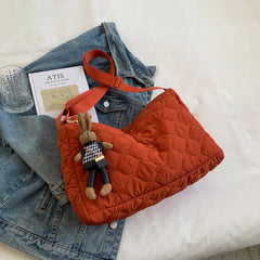 Quilted Large Shoulder Bag for Women Crossbody Bag Embroidery