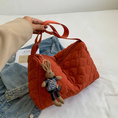 Quilted Large Shoulder Bag for Women Crossbody Bag Embroidery