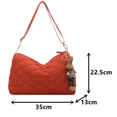 Quilted Large Shoulder Bag for Women Crossbody Bag Embroidery
