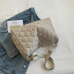 Quilted Large Shoulder Bag for Women Crossbody Bag Embroidery