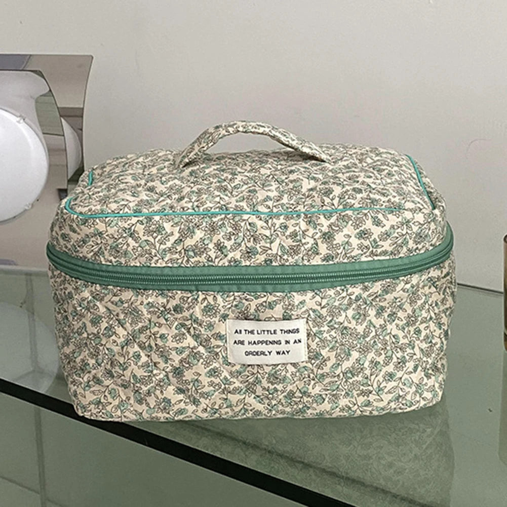 Quilted Cotton Makeup Handbag Toiletry Organizer
