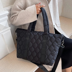 Quilted Nylon Large Tote Bag for Women Winter Ladies Big Shoulder Bag