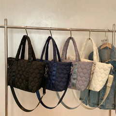 Quilted Nylon Large Tote Bag for Women Winter Ladies Big Shoulder Bag