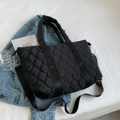 Quilted Nylon Large Tote Bag for Women Winter Ladies Big Shoulder Bag