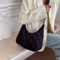 Quilted Nylon Orange Crossbody Bag Women Medium Size Beige Shoulder Messenger