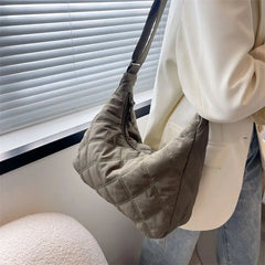 Quilted Nylon Orange Crossbody Bag Women Medium Size Beige Shoulder Messenger