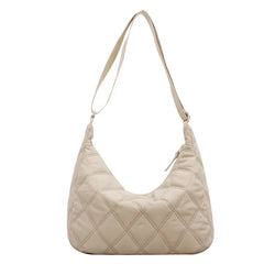 Quilted Nylon Orange Crossbody Bag Women Medium Size Beige Shoulder Messenger