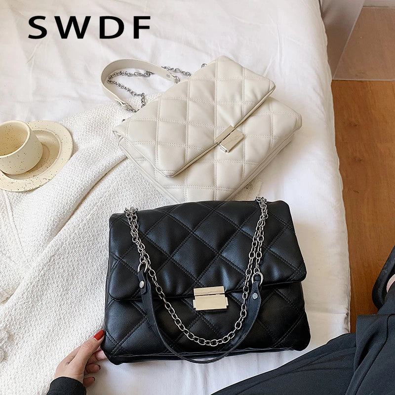 Quilted PU Leather Crossbody Bag Chain Shoulder Purse Handbag Clutch