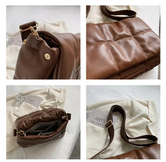 Quilted PU Leather Women Crossbody Bags Winter Lady Shoulder Messenger Bags