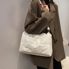 Quilted PU Leather Women Crossbody Bags Winter Lady Shoulder Messenger Bags