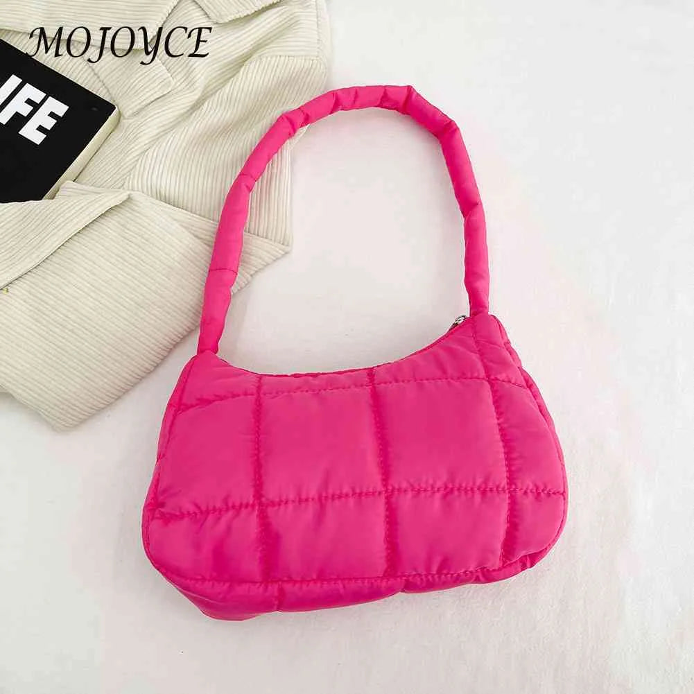 Quilted Shoulder Bag Casual Check Women Hand Bags Winter Warm Soft