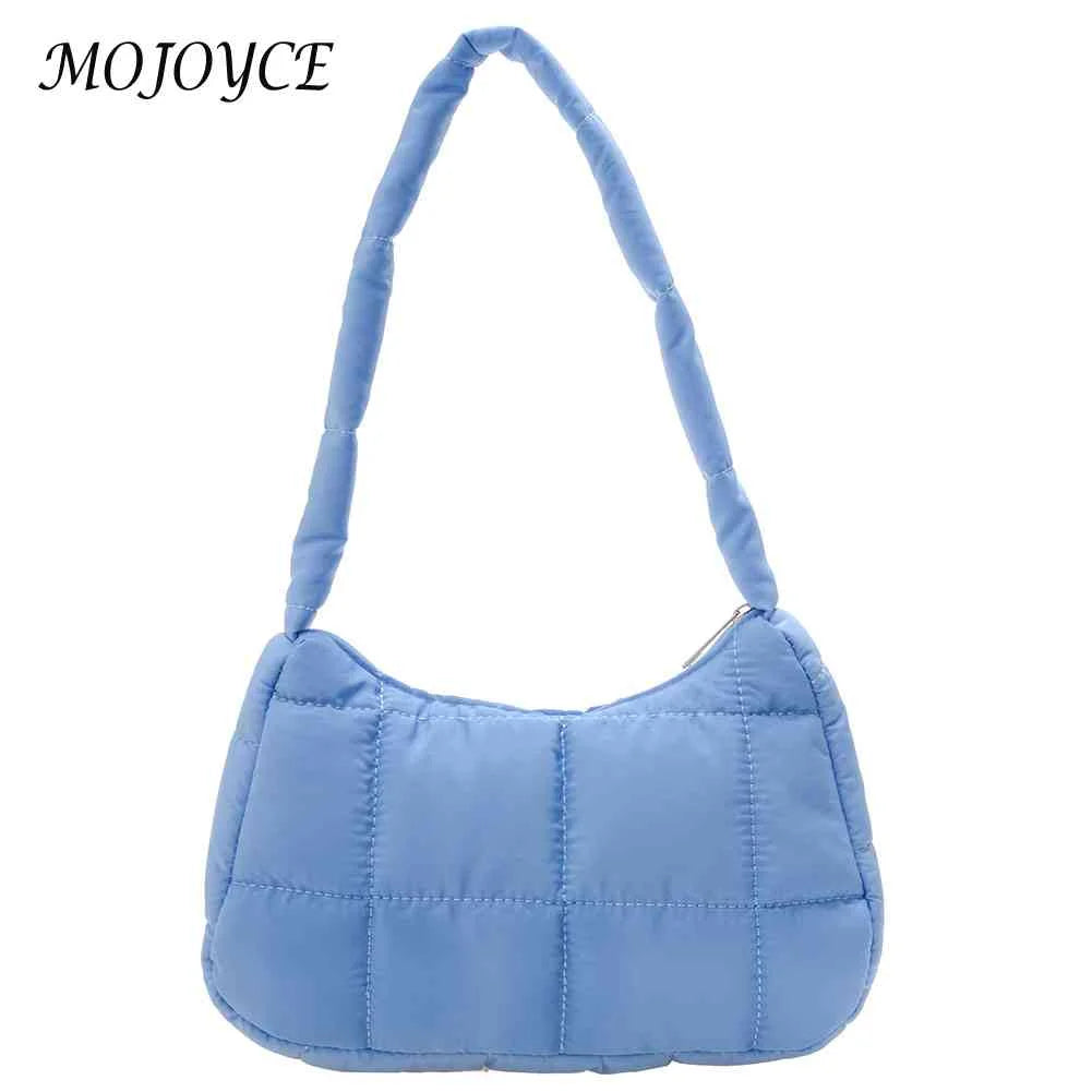Quilted Shoulder Bag Casual Check Women Hand Bags Winter Warm Soft