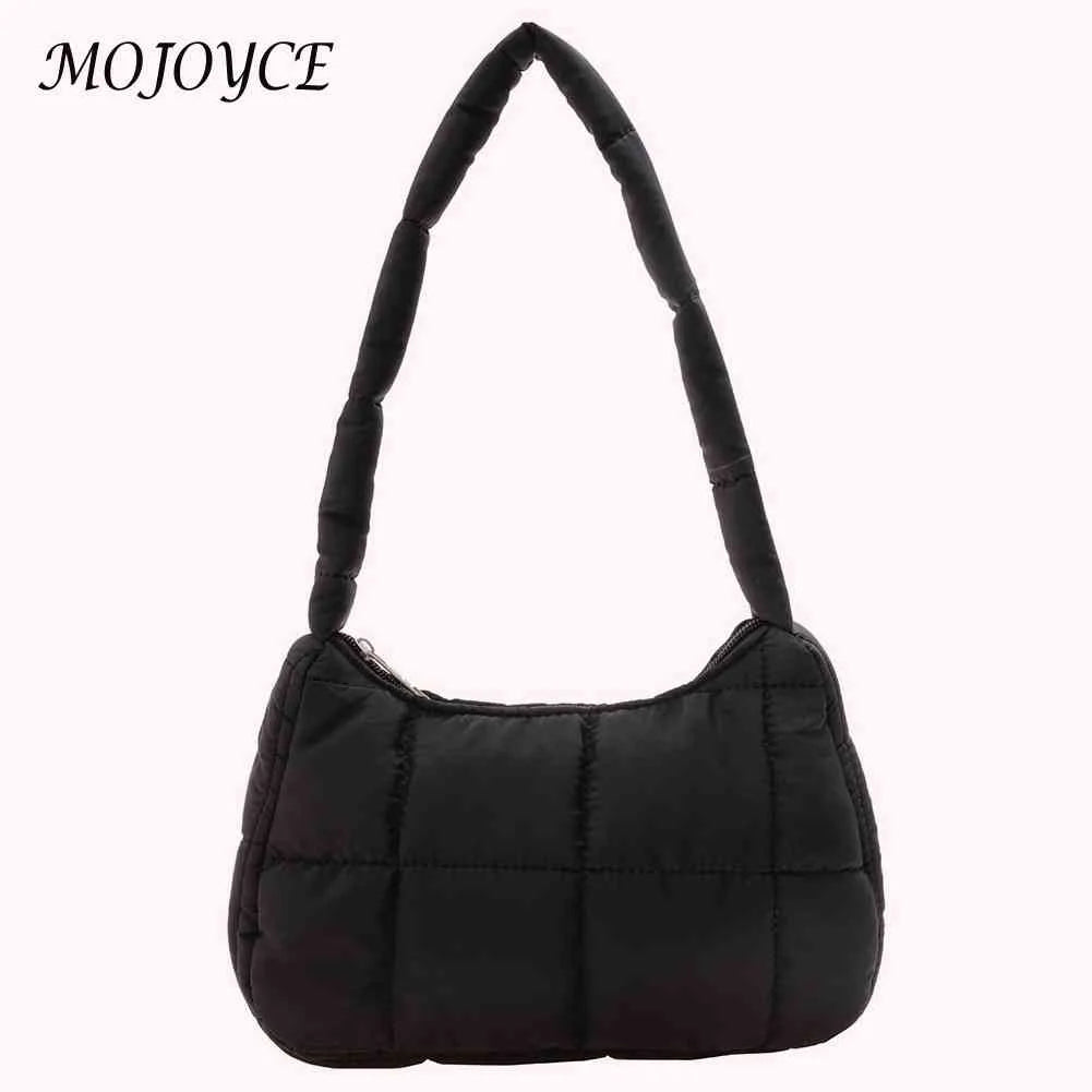Quilted Shoulder Bag Casual Check Women Hand Bags Winter Warm Soft