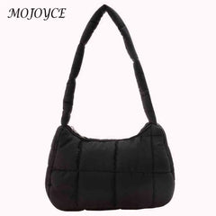 Quilted Shoulder Bag Casual Check Women Hand Bags Winter Warm Soft