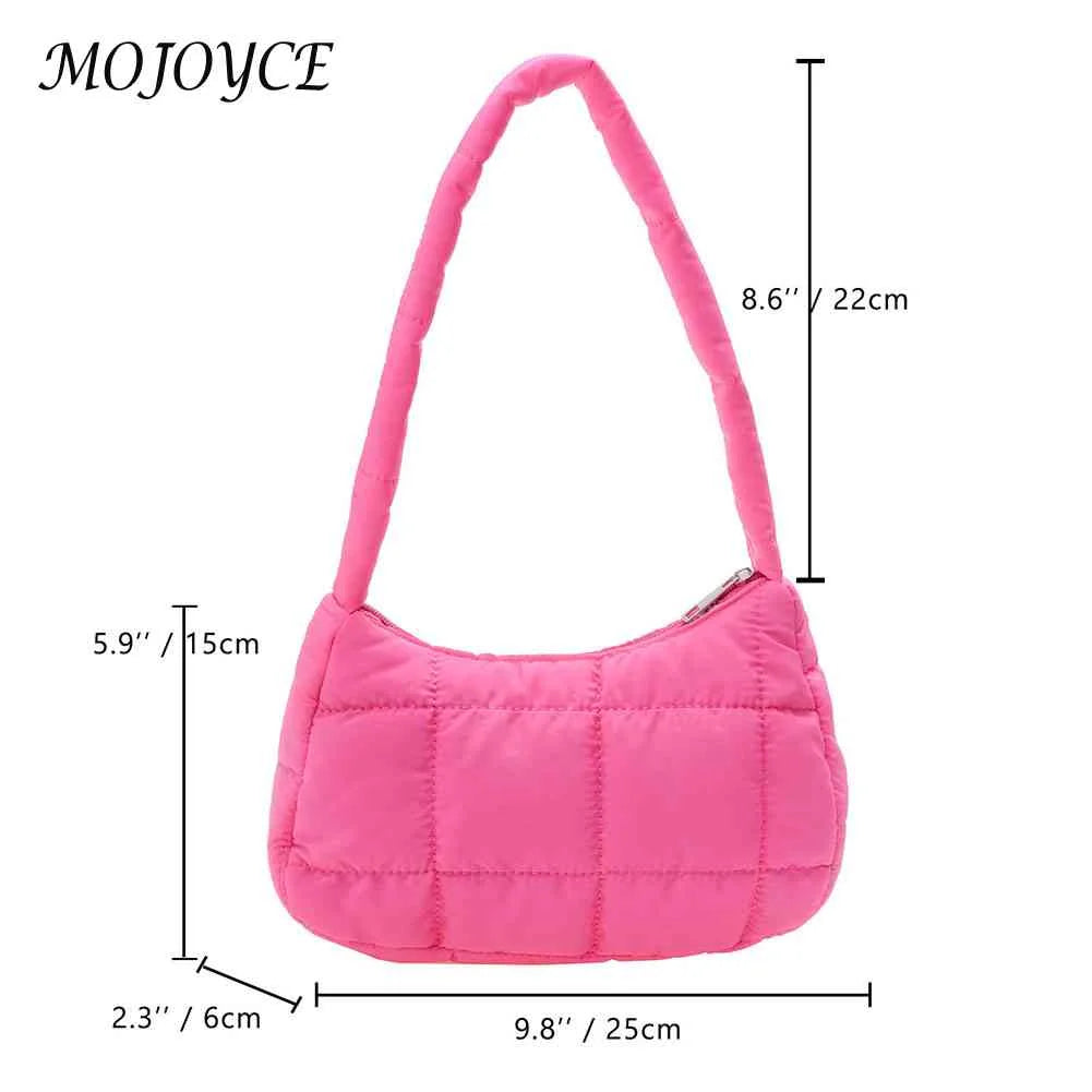 Quilted Shoulder Bag Casual Check Women Hand Bags Winter Warm Soft