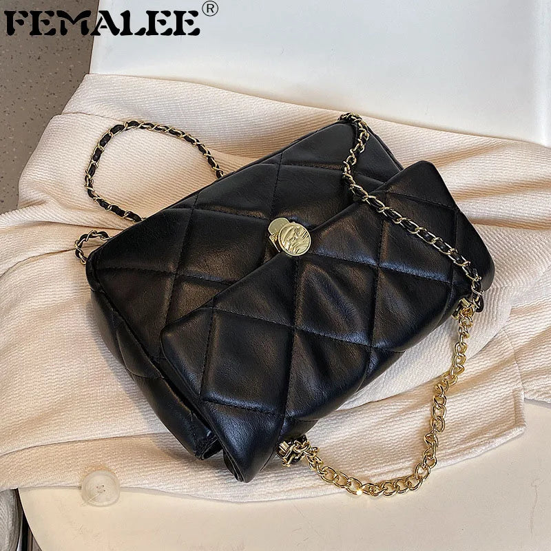 Quilted Crossbody Bag Women Casual Shoulder PU Leather Plaid Messenger