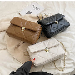 Quilted Crossbody Bag Women Casual Shoulder PU Leather Plaid Messenger