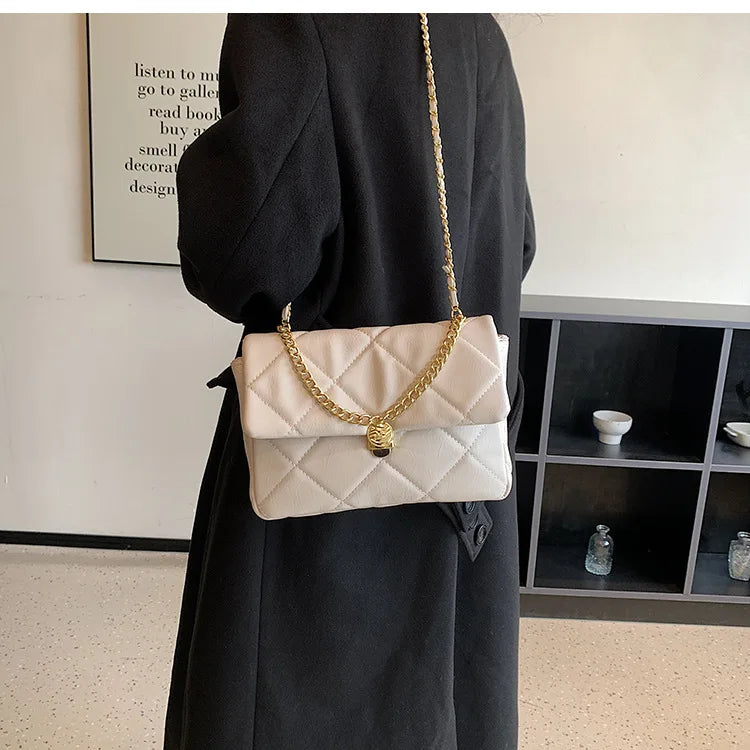 Quilted Crossbody Bag Women Casual Shoulder PU Leather Plaid Messenger