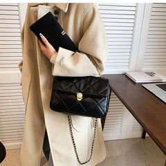 Quilted Crossbody Bag Women Casual Shoulder PU Leather Plaid Messenger