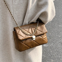 Quilted Crossbody Bag Women Casual Shoulder PU Leather Plaid Messenger